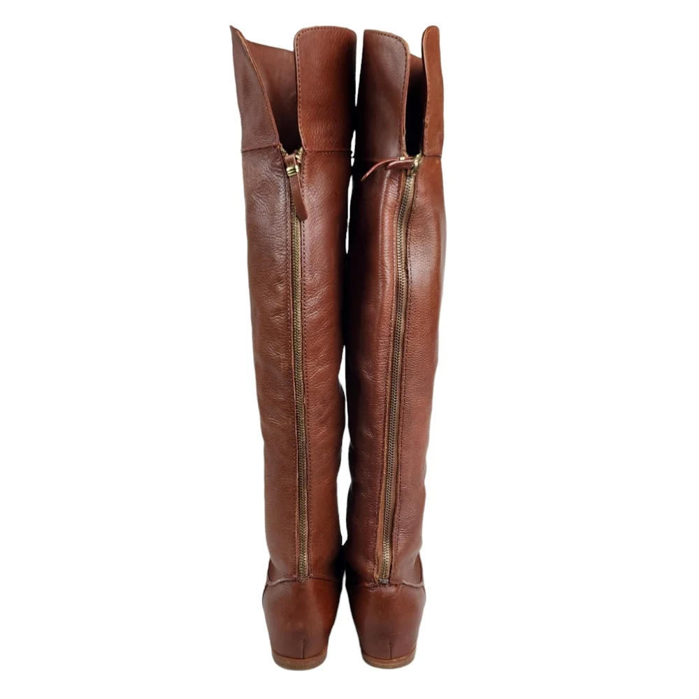 Via Spiga Georgia Over the Knee Leather Thigh Boots Tobacco Brown Women's Size 8 - Picture 7 of 16